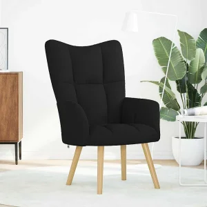 Fauteuil | Relaxstoel stof zwart Fauteuil | Relaxstoel stof zwart