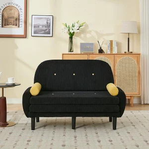 Dubbele bank in corduroy, te gebruiken als dagbed en relaxfauteuil met opbergruimte, zwart Dubbele bank in corduroy, te gebruiken als dagbed en relaxfauteuil met opbergruimte, zwart