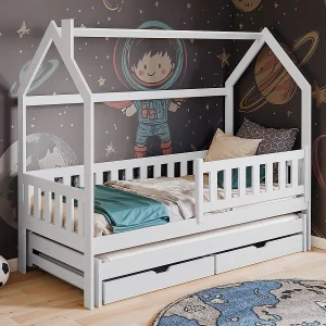 Eliott Wit 90×200 onderschuifbed met laden Eliott Wit 90×200 onderschuifbed met laden