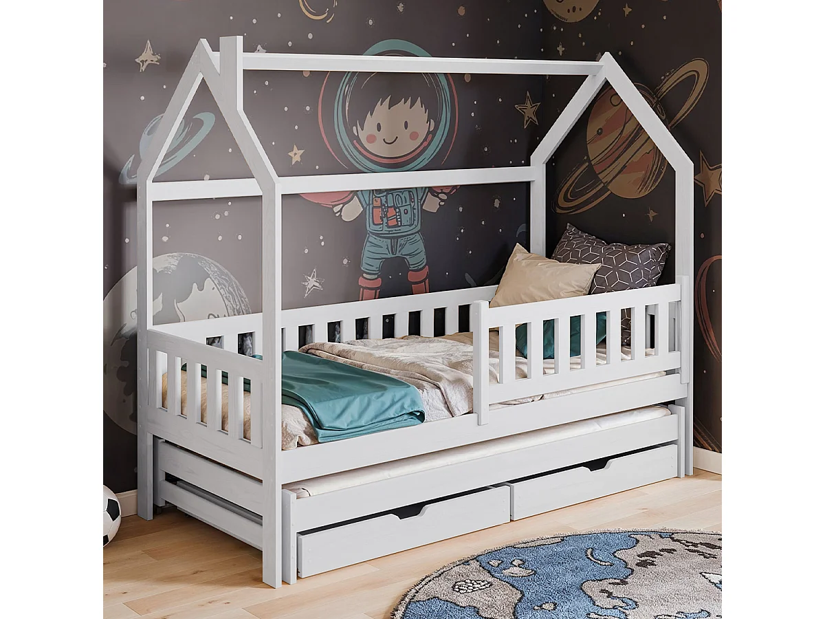 Eliott Wit 90x200 onderschuifbed met laden