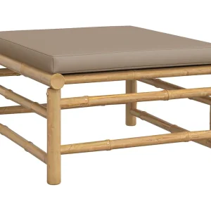 Filiberto Tuinvoetenbank met kussen bamboe taupe Filiberto Tuinvoetenbank met kussen bamboe taupe