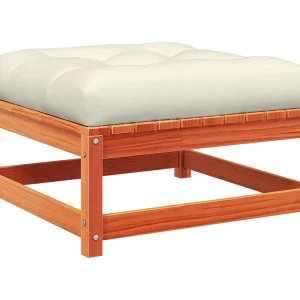 Garden Furniture – Tuinvoetenbank met kussen massief grenenhout wasbruin Garden Furniture – Tuinvoetenbank met kussen massief grenenhout wasbruin