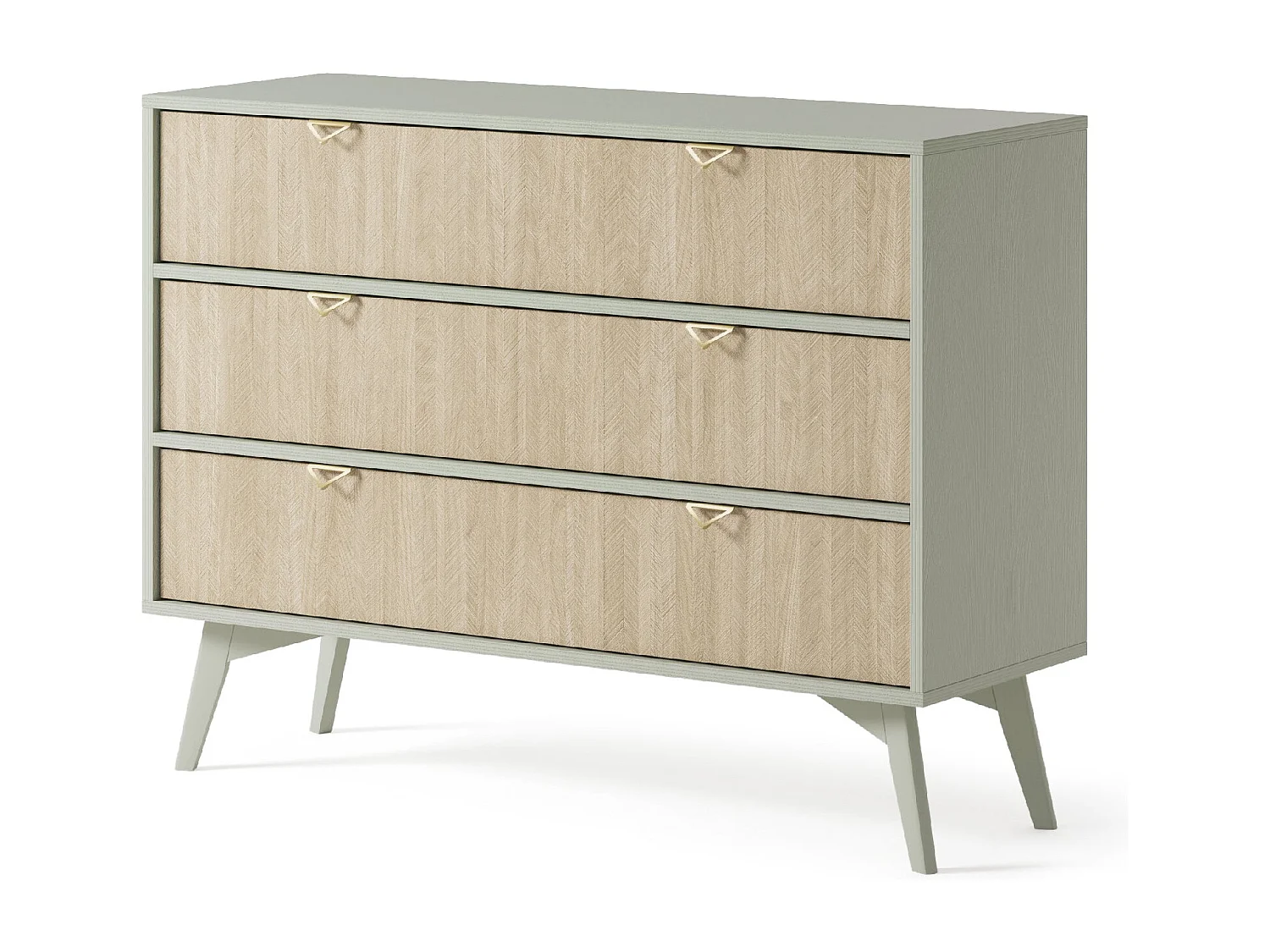 Dressoir met 3 lades in lamellenhout 106x80 cm