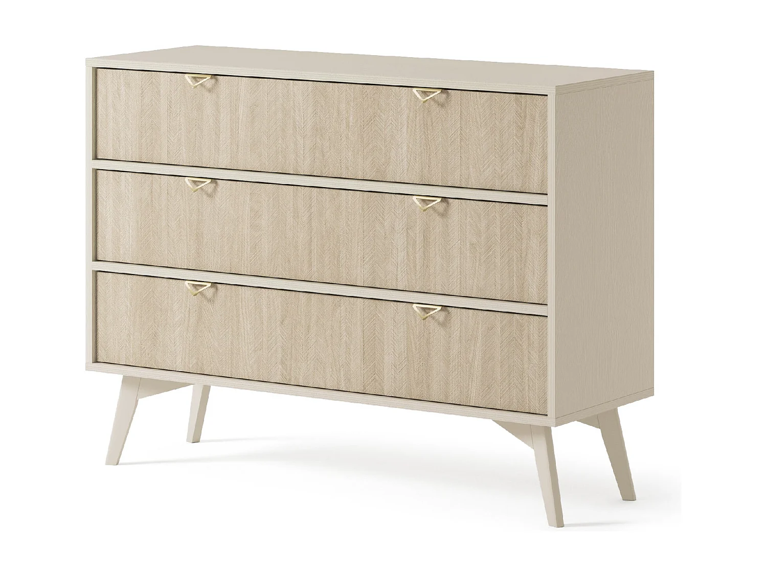 Dressoir met 3 lades in lamellenhout 106x80 cm