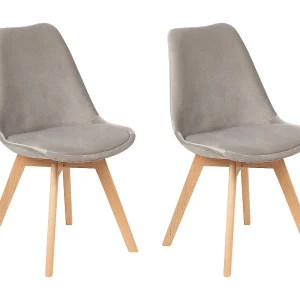 Eetkamerstoel set van 2 fluweel taupe DAKOTA II Eetkamerstoel set van 2 fluweel taupe DAKOTA II