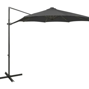 Ekin Zweefparasol met paal en LED-verlichting 300 cm antracietkleur Ekin Zweefparasol met paal en LED-verlichting 300 cm antracietkleur