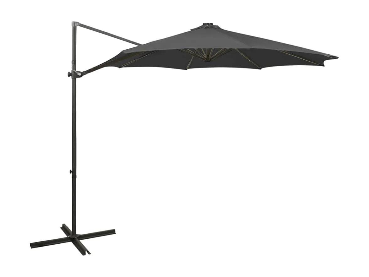 Ekin Zweefparasol met paal en LED-verlichting 300 cm antracietkleur
