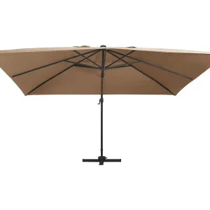 Ersan Zweefparasol met LED en aluminium paal 400×300 cm taupe Ersan Zweefparasol met LED en aluminium paal 400×300 cm taupe