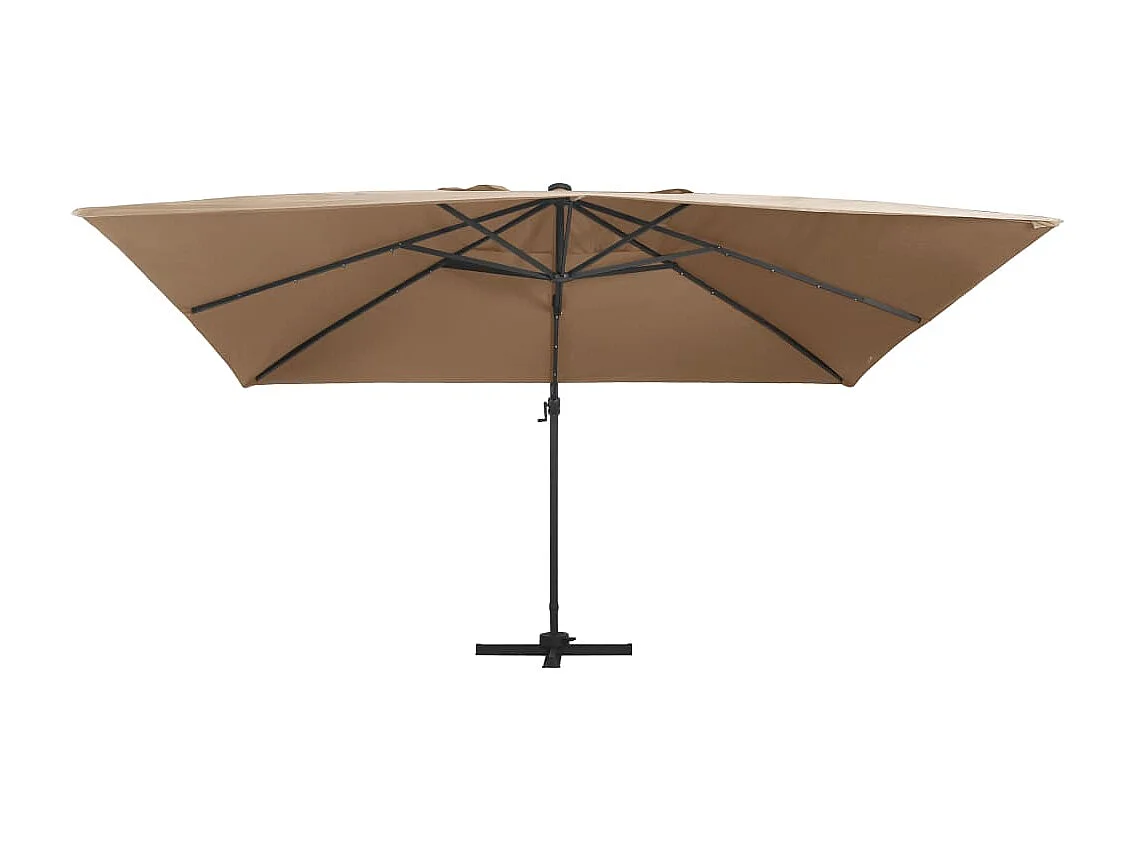 Ersan Zweefparasol met LED en aluminium paal 400x300 cm taupe
