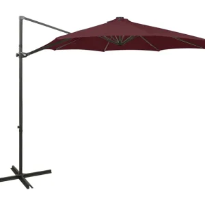 Ekin Zweefparasol met paal en LED-verlichting 300 cm bordeauxrood Ekin Zweefparasol met paal en LED-verlichting 300 cm bordeauxrood