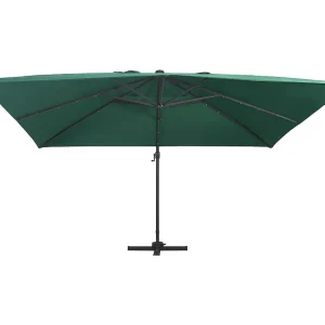 Ersan Zweefparasol met LED en aluminium paal 400×300 cm groen Ersan Zweefparasol met LED en aluminium paal 400×300 cm groen