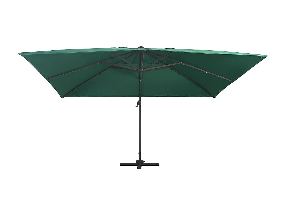 Ersan Zweefparasol met LED en aluminium paal 400x300 cm groen