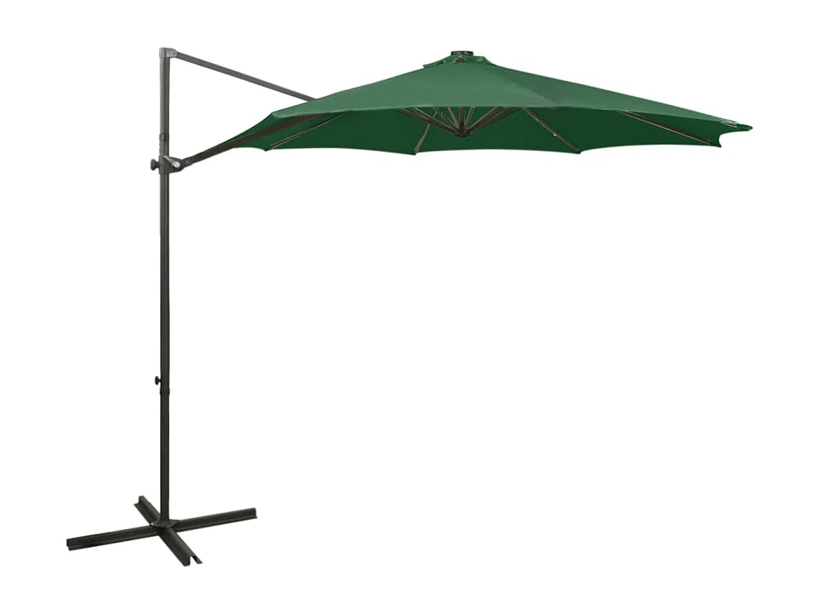 Ekin Zweefparasol met paal en LED-verlichting 300 cm groen