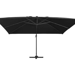 Ersan Zweefparasol met LED-verlichting en paal 400×300 cm zwart Ersan Zweefparasol met LED-verlichting en paal 400×300 cm zwart