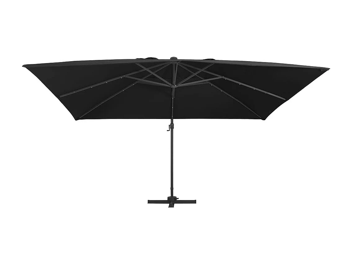 Ersan Zweefparasol met LED-verlichting en paal 400x300 cm zwart