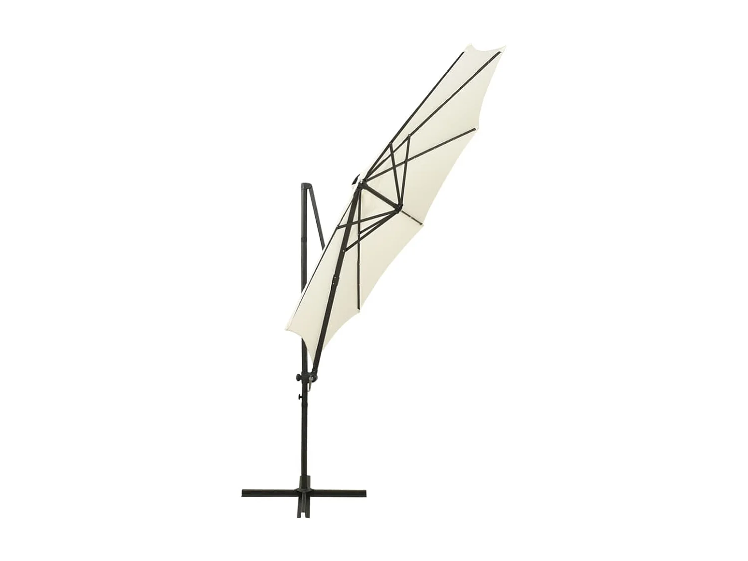 Ekin Zweefparasol met paal en LED-verlichting 300 cm zandkleurig