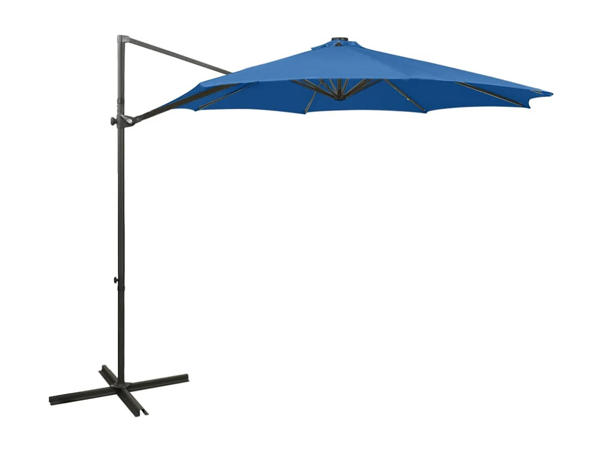 Ekin Zweefparasol met paal en LED-verlichting 300 cm azuurblauw