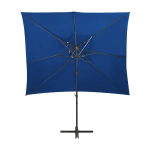 Fahriye Zweefparasol met dubbel dak 250×250 cm azuurblauw Fahriye Zweefparasol met dubbel dak 250×250 cm azuurblauw