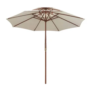 Faylyn Dubbeldekker parasol 270×270 cm houten paal crèmewit Faylyn Dubbeldekker parasol 270×270 cm houten paal crèmewit
