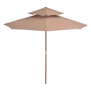 Faylyn Parasol dubbeldekker met houten paal 270 cm taupe Faylyn Parasol dubbeldekker met houten paal 270 cm taupe