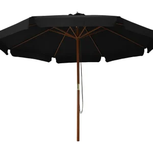 Eastvale Parasol met houten paal 330 cm zwart Eastvale Parasol met houten paal 330 cm zwart