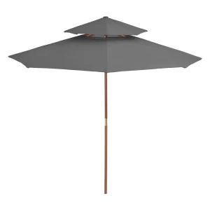 Faylyn Parasol dubbeldekker met houten paal 270 cm antraciet Faylyn Parasol dubbeldekker met houten paal 270 cm antraciet