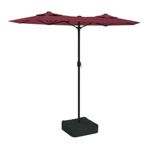 Eryx Parasol dubbel dak 316×145 cm bordeauxrood Eryx Parasol dubbel dak 316×145 cm bordeauxrood