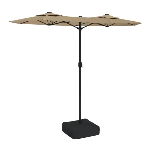 Eryx Parasol dubbel dak 316×145 cm taupe Eryx Parasol dubbel dak 316×145 cm taupe