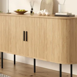 Dressoir 140x40x78 cm – 1 schuifdeur – met planken – IJzeren poten – MDF – Naturel Dressoir 140x40x78 cm – 1 schuifdeur – met planken – IJzeren poten – MDF – Naturel