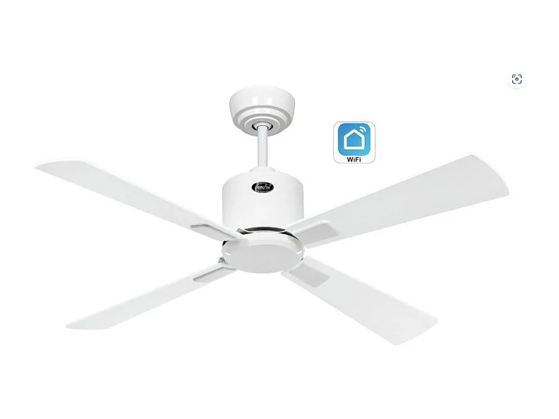 eco neo III 103, wifi-ventilator zonder licht, witte behuizing met witte en grijze bladen, casafan