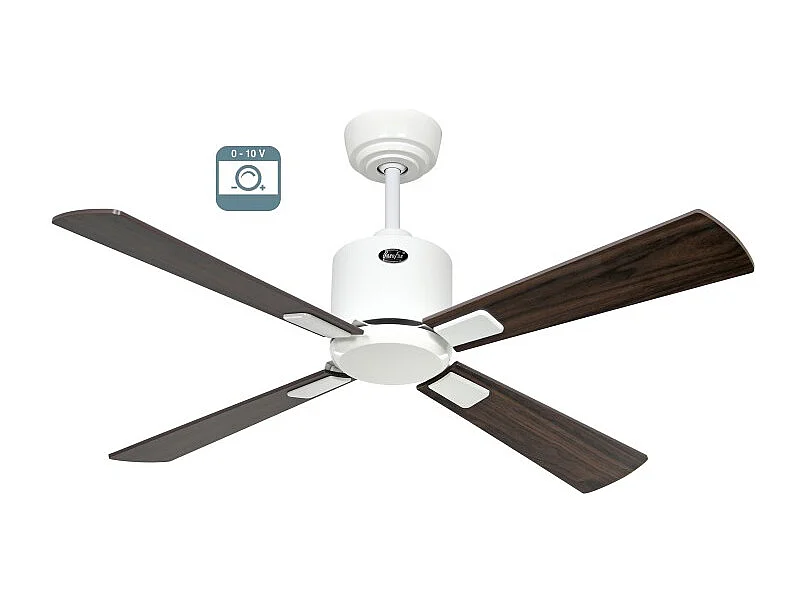 eco neo III 103, ventilator zonder licht, witte behuizing met wengé en grijze bladen, casafan