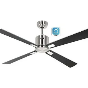 eco neo III 132 wifi, geborstelde stalen ventilator met wengé en grijze bladen zonder licht, casafan eco neo III 132 wifi, geborstelde stalen ventilator met wengé en grijze bladen zonder licht, casafan