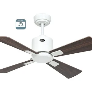 eco neo III 92, ventilator wifi zonder licht, witte behuizing met bladen van walnoot en kersenhout, casafan eco neo III 92, ventilator wifi zonder licht, witte behuizing met bladen van walnoot en kersenhout, casafan
