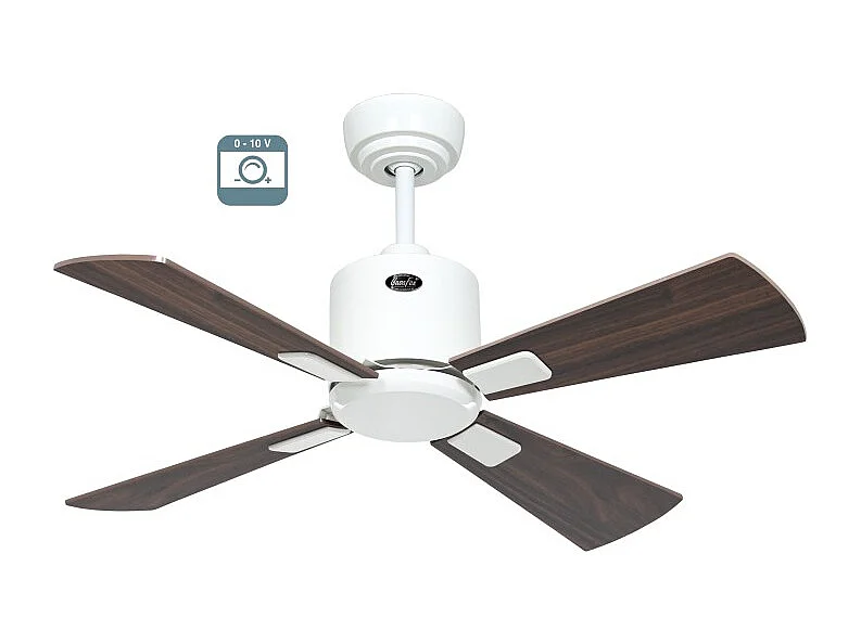 eco neo III 92, ventilator wifi zonder licht, witte behuizing met bladen van walnoot en kersenhout, casafan