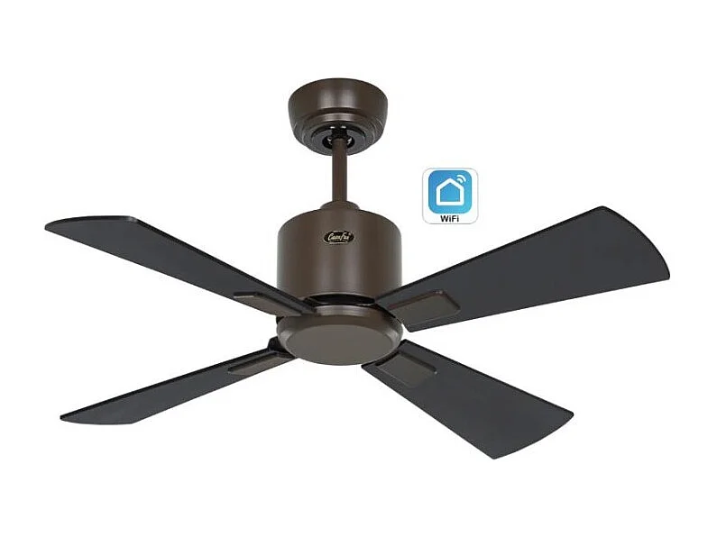 eco neo III 92, ventilator wifi zonder licht, bruine behuizing met wengé en grijze bladen, casafan