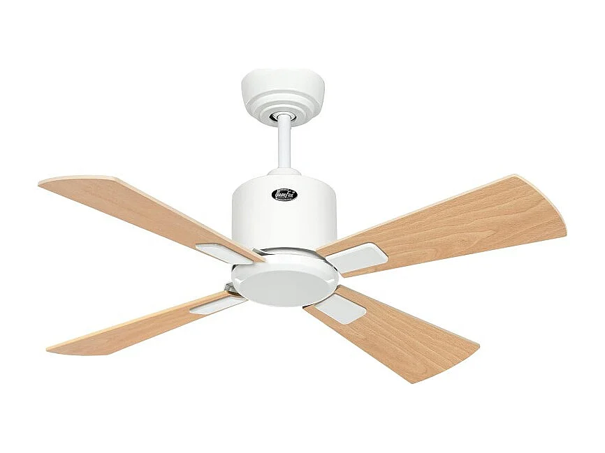 eco neo III 92, ventilator wifi zonder licht, witte behuizing met esdoorn- en beukenhouten bladen, casafan