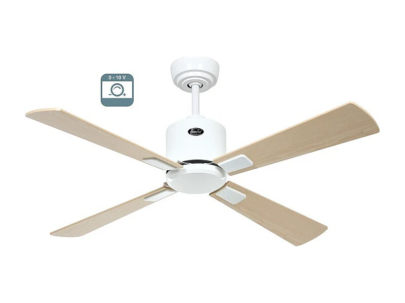 eco neo III 103, ventilator zonder licht, witte behuizing met esdoorn- en beukenhouten bladen, casafan