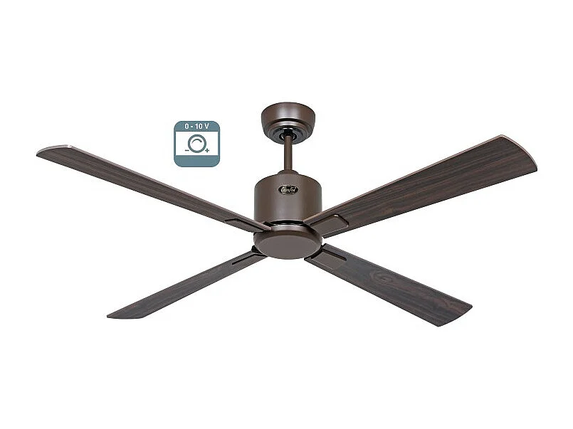 eco neo III 132, bruine body ventilator met wengé en grijze bladen zonder licht, casafan