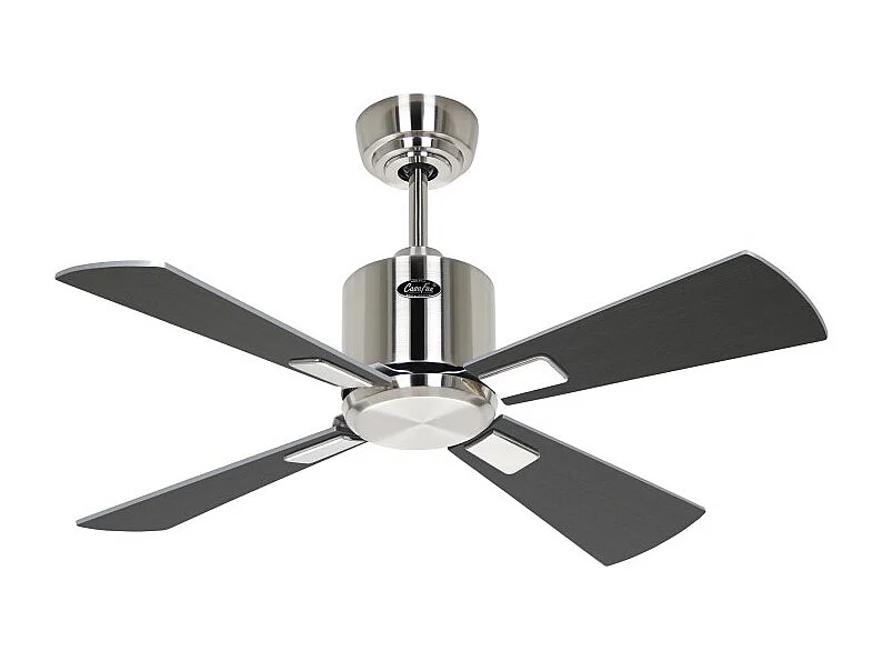 eco neo III 92, wifi-ventilator zonder licht, behuizing van geborsteld staal, wengé en grijze bladen, casafan
