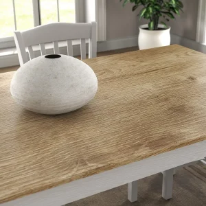 Eettafel decor hout en witte poten L180 cm – NORI Eettafel decor hout en witte poten L180 cm – NORI