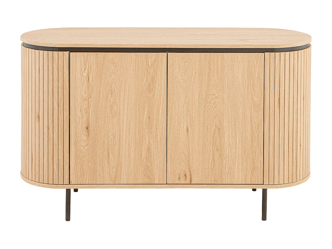Dressoir met 2 deuren en zijkanten met groefeffect L120 cm - MALAGA