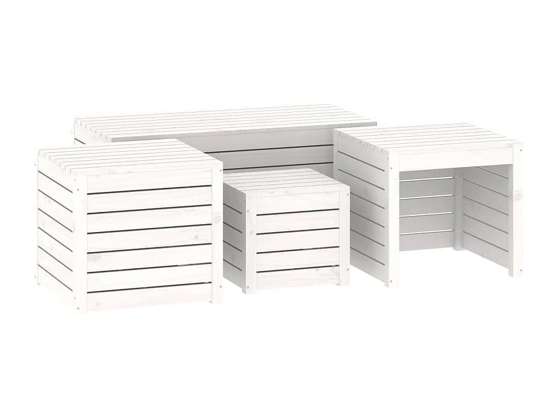 Elaine 4-delige Tuinboxset massief grenenhout wit
