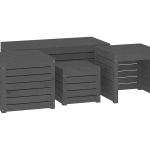 Elaine 4-delige Tuinboxset massief grenenhout grijs Elaine 4-delige Tuinboxset massief grenenhout grijs