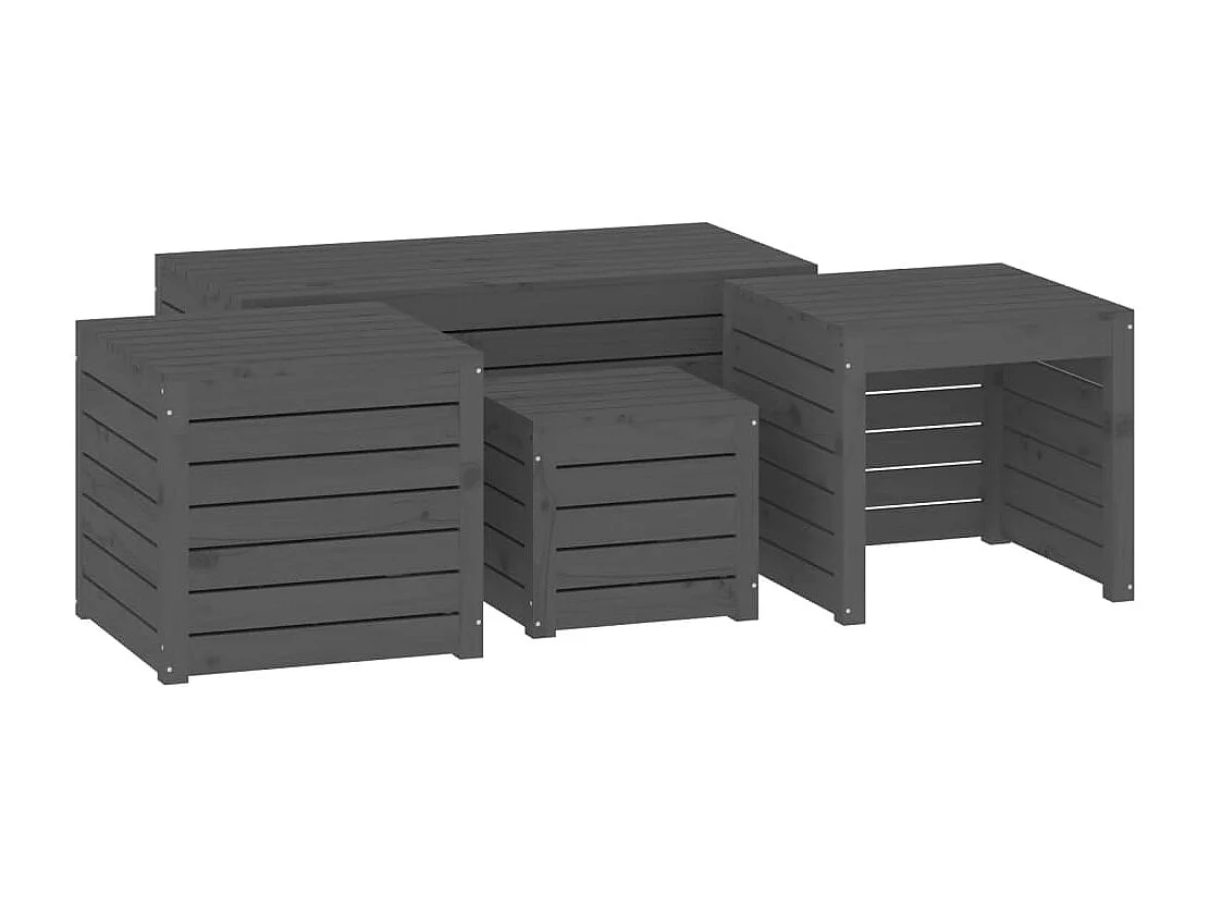 Elaine 4-delige Tuinboxset massief grenenhout grijs