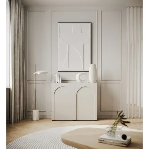 Dressoir met 2 deuren – booguitsparing – cachemgrijs – 100 cm – ARKADIA Dressoir met 2 deuren – booguitsparing – cachemgrijs – 100 cm – ARKADIA