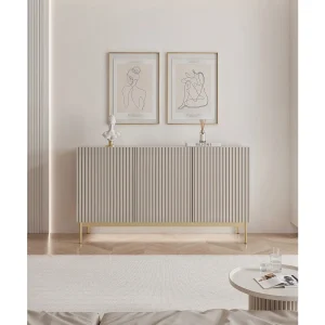 Dressoir met 3 deuren en LED – kasjmiergrijs – 138 cm – LINEARIS