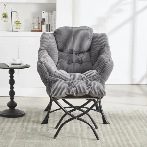 Fauteuil met armleuningen, zijvakken en voetsteunen, grijs Fauteuil met armleuningen, zijvakken en voetsteunen, grijs