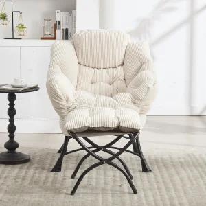 Fauteuil met armleuningen, zijvakken, voetsteunen, wit Fauteuil met armleuningen, zijvakken, voetsteunen, wit