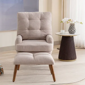 Fauteuil met voetsteunen, rugleuning verstelbaar in vijf standen, verstelbare functie, beige Fauteuil met voetsteunen, rugleuning verstelbaar in vijf standen, verstelbare functie, beige