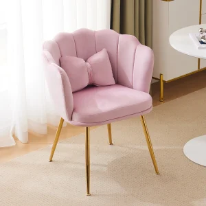 Fauteuil met bloembladvormige rugleuning, vlindervormige kussens, fluweel, ROZE Fauteuil met bloembladvormige rugleuning, vlindervormige kussens, fluweel, ROZE